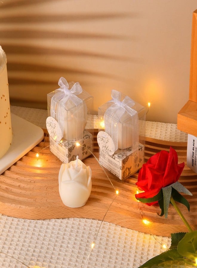 KBDHYY 50Set White Rose Flower Shape Candle Bulk Wedding Party Favors Romantic Handmade Delicate Candles with Gift Box, Wedding Candle Gift for Guests Return Souvenirs Bridal Anniversary Birthday Decoration - Image 5